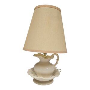 Vintage 70s Water Pitcher Wash Basin Ceramic Table Lamp 15" Tall MCM Room Decor